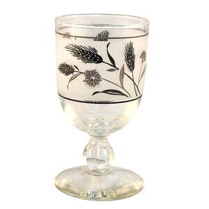 Libbey Silver Wheat Foliage Water Goblet Glass 10 Oz Vintage Elegant Design